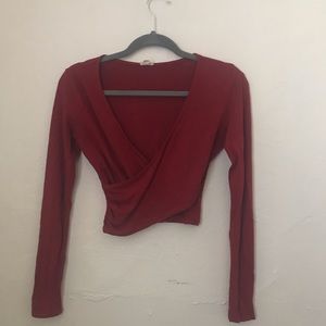 Red Garage Long Sleeve Wrap Top